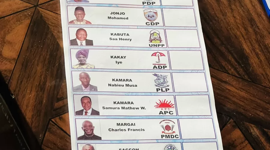 Ballot Paper used in the Sierra Leone Presidential Election